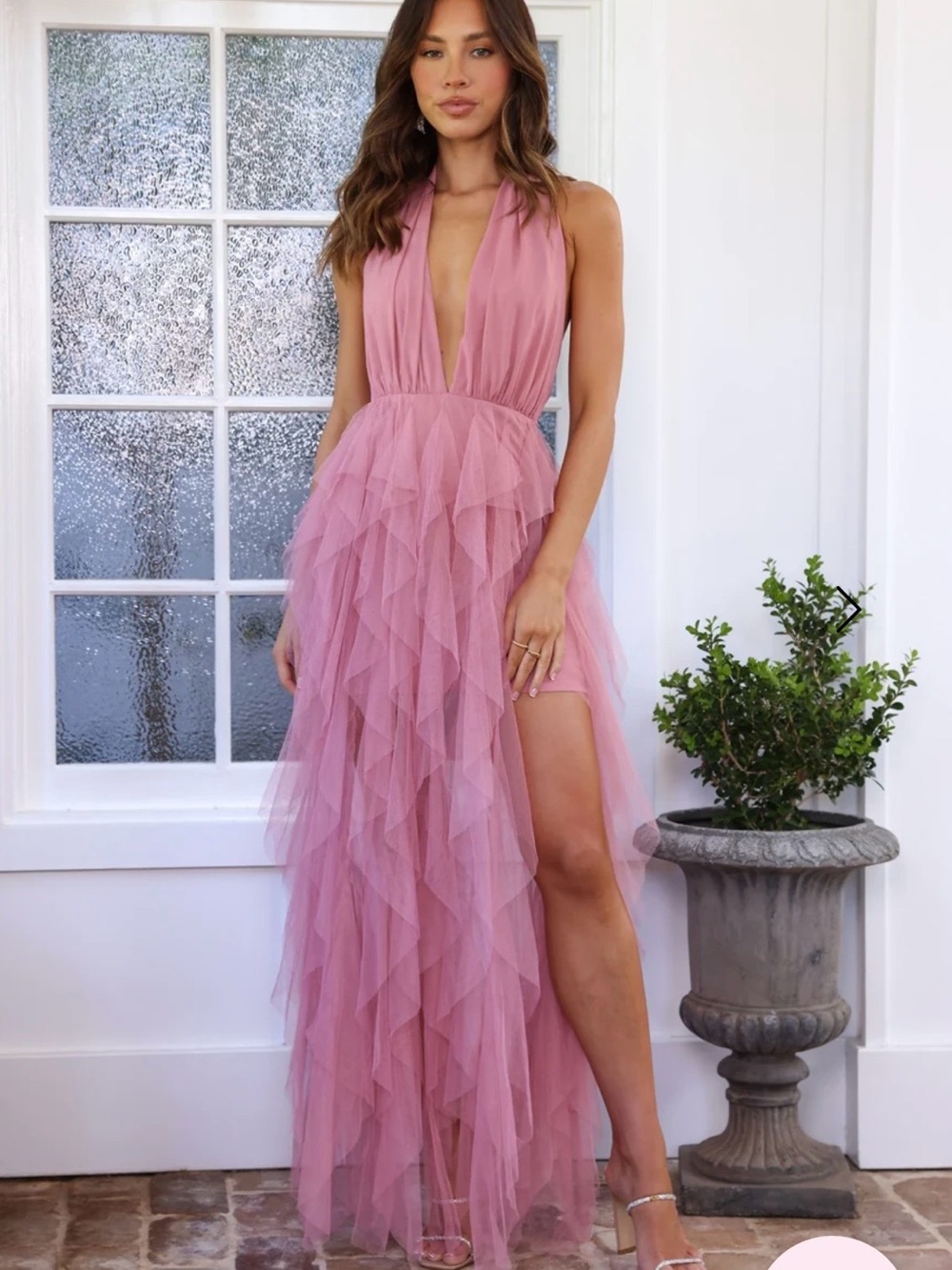Hello Molly INTO THE MIDDLE TULLE HALTER MAXI DRESS PINK